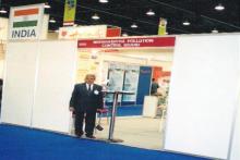 MPCB Stall at International Exhibition, Abu-Dhabi Shri R. G. Pethe (W.P.A.E) standing at MPCBs stall at International Exhibition